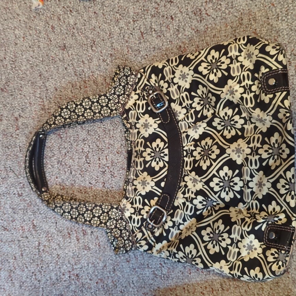 Black and cream Fossil tote bag